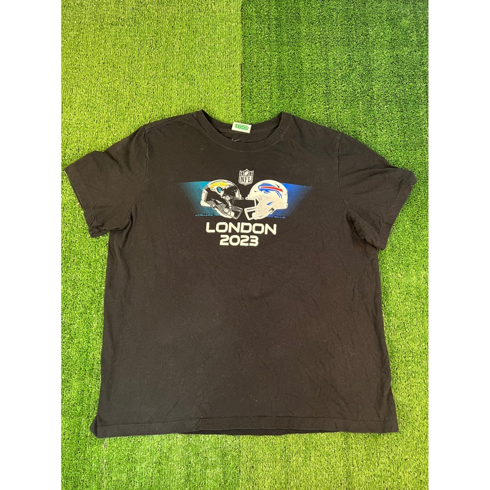 Nike Mens NFL London Games 2023 Jaguars vs Bills Black Graphic T-Shirt XL